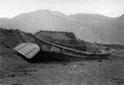 Captured Jap landing barge on the beach of Massacre Bay, Attu.